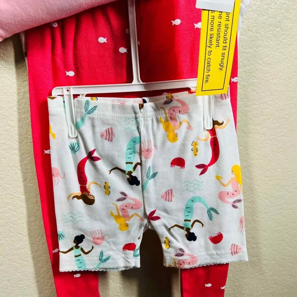 Carters Girl 24 months 4-Piece Pink Mermaid 100% Snug Fit Cotton Pajamas